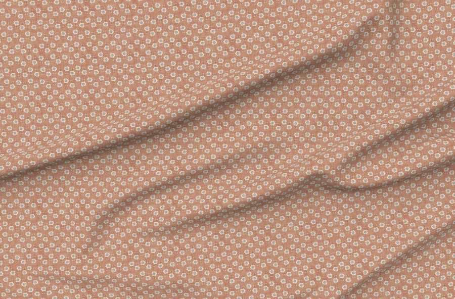 Small Flower Block Print - Terracotta - Linentexture