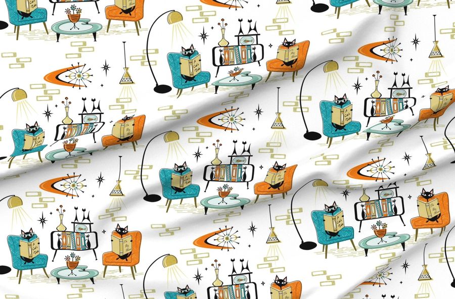 Cozy Cats' Den - W/ Custom Orange And Teal On White