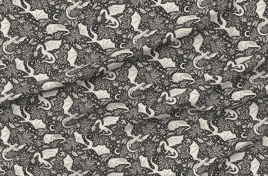 Dragons Botanical - Cream And Black - Medium