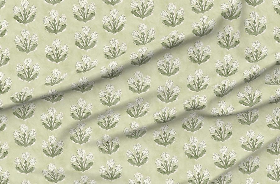 Boho Wildflower Green And White