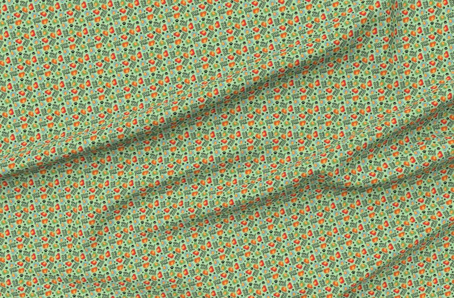 Small Scale Couch Potato Dog Humor With Paw Prints In Green