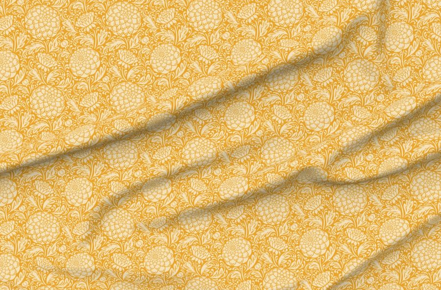 Dahlia Garden-Arts And Craft-Old Gold Yellow- Medium Scale