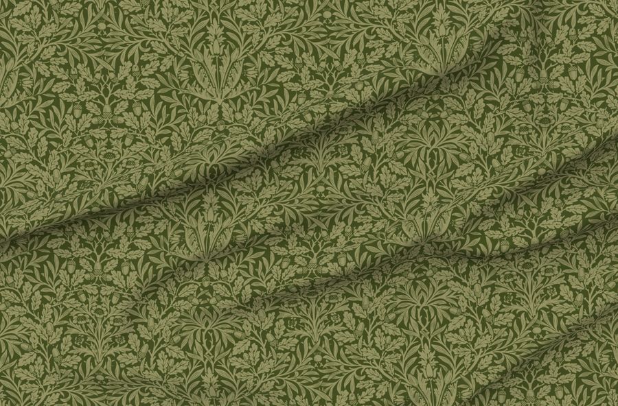 Acorn In Moss & Olive (Traditional Arts & Crafts) - William Morris