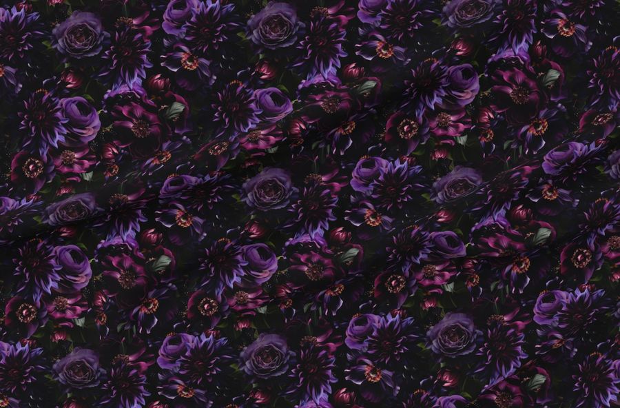 Opulent Antique Baroque Gothic Glamour Lush Purple Burgundy Dahlia Flowers