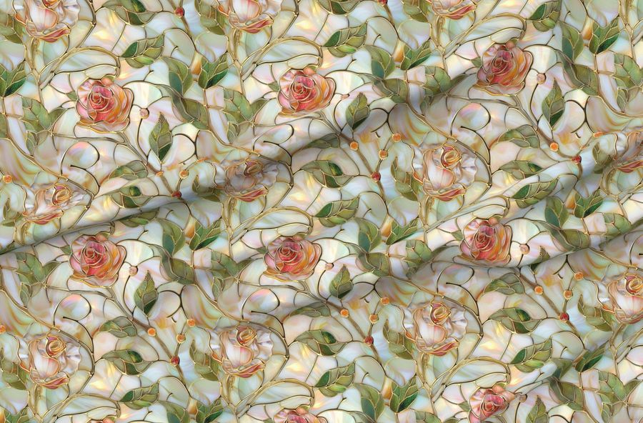 Stained Glass Pink Roses