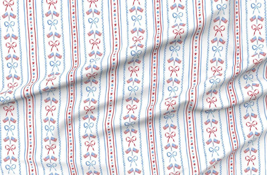Usa Flags And Red White And Blue Stars Stripes And Bows Grandmillenial
