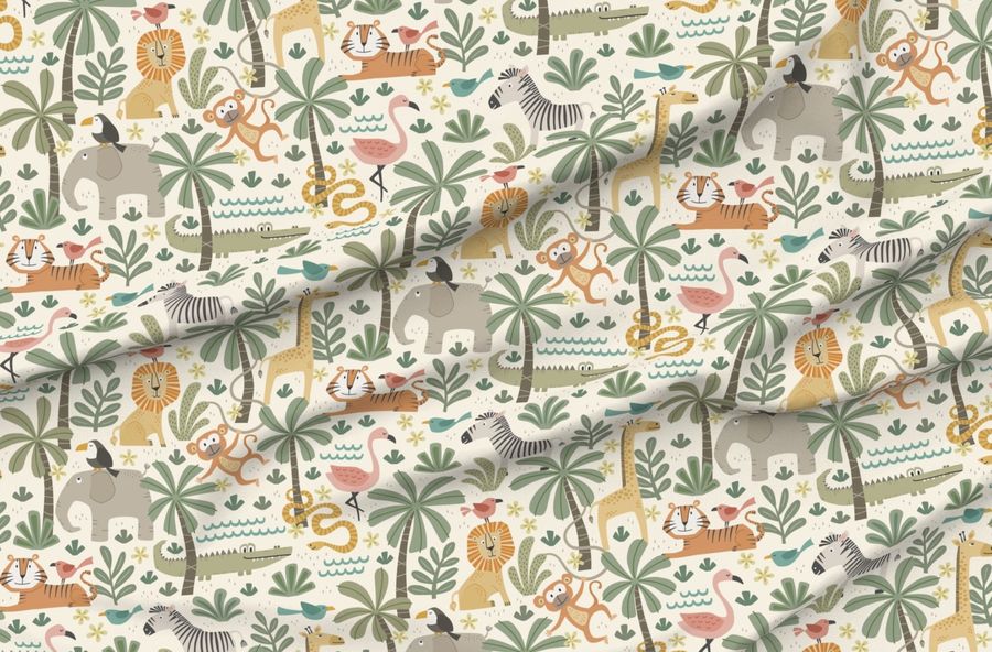 Jungle Friends - Safari - Cream Background (Large Scale)