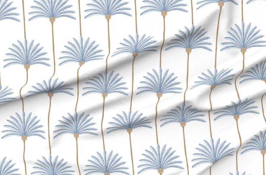 Palm Stripes - Dusty Blue And Brown - Large
