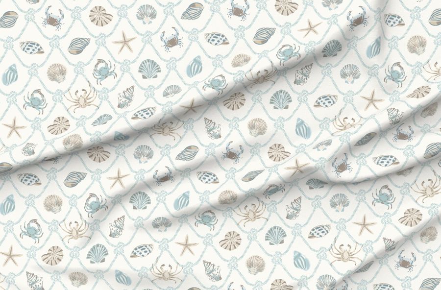 Rope Mermaid Scales With Sea Shells And Crabs-Turquoise Aqua