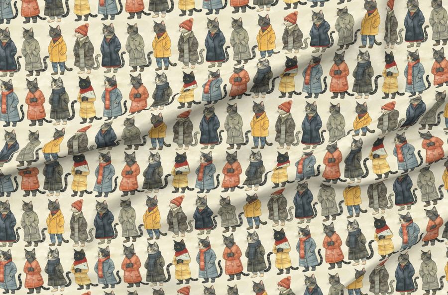 Dapper Cats In Coats Watercolor Sketch
