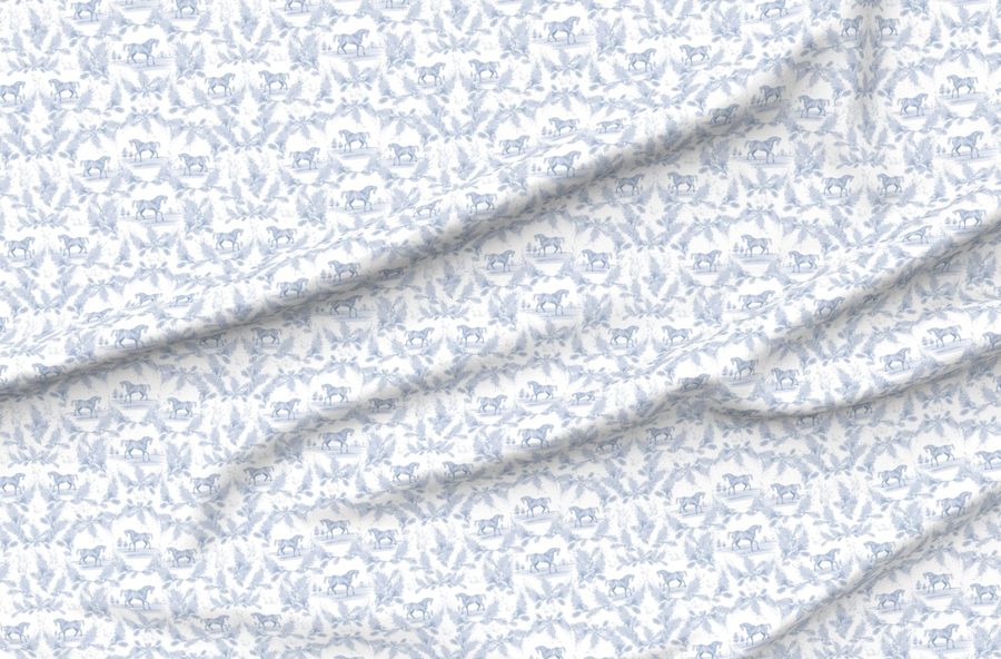 Small Heirloom Equestrian Toile In Soft Powder Blue