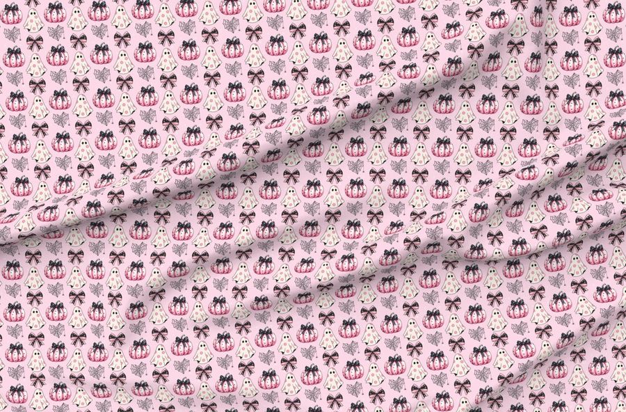 Smaller Girly Pink Halloween Pumpkins Ghosts And Coquette Bows