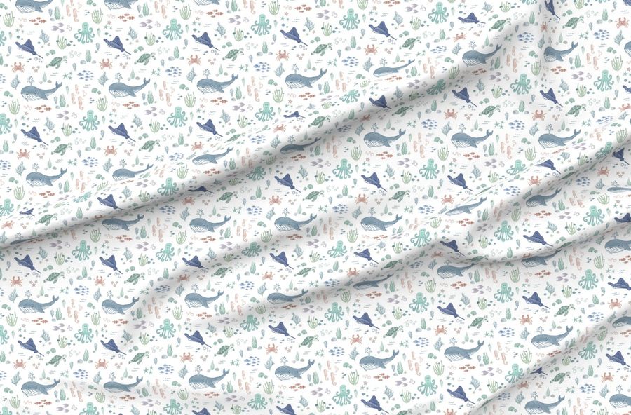Under The Sea Marine Life In Blue Green And Coral - Welcome To The World