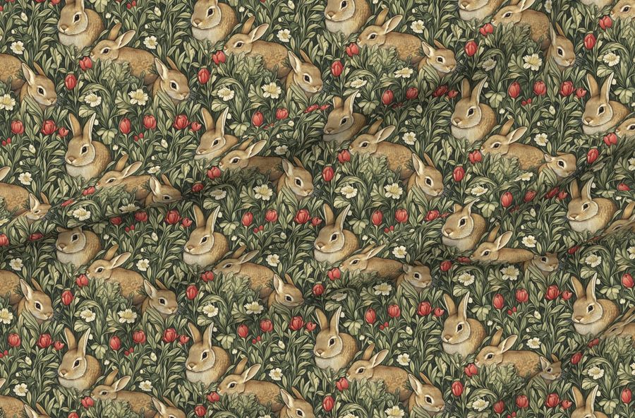 Rabbits In An Old English Garden