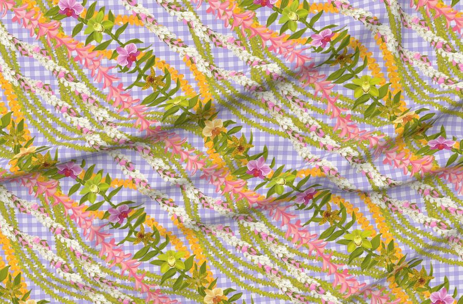 Pikake Pink Lokelani Pink Plumeria Pink On Lilac Palaka