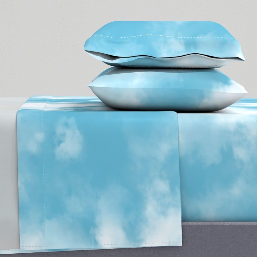 Spoonflower Jumbo Watercolor Clouds - Soft Sky Texture In Dreamy Gradients - 00227c King Sheet Set