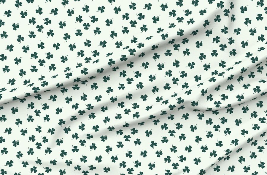 Dark Green Shamroc Clover On Light Mint & St. Patrick'S Day Seasonal Print