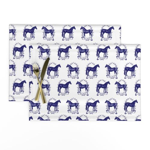 Cloth Placemats Equestrian Delft Vintage Inspired Horse Toile Pony