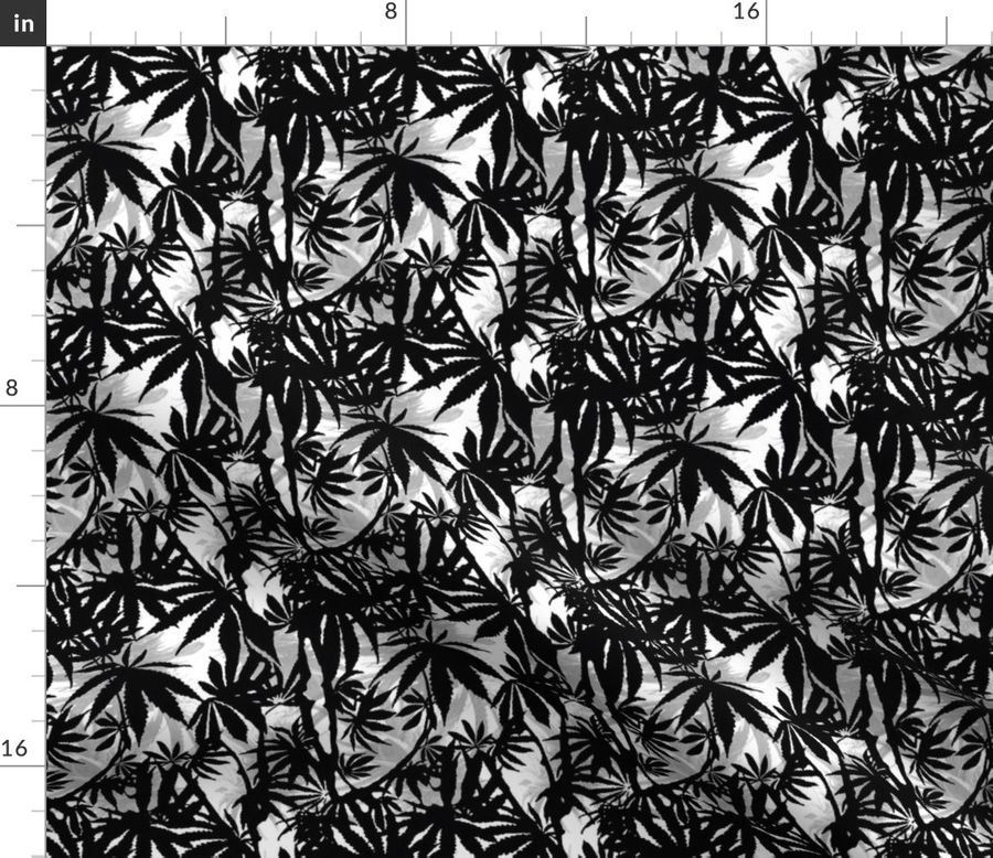 Details About Marijuana 420 Cannabis Leaves Weed Black White Fabric Printed By Spoonflower Bty