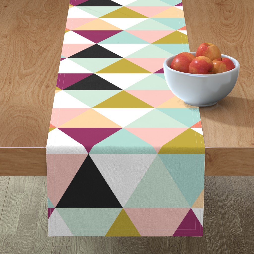 Table Runner Triangles Geometric Wholecloth Cheater Cotton Satee