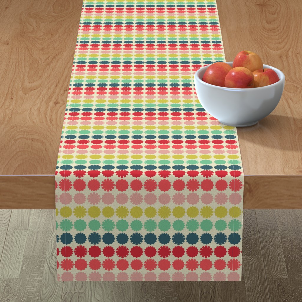 Table Runner Rainbow Graphic Circles Retro Geometric Colorful Co