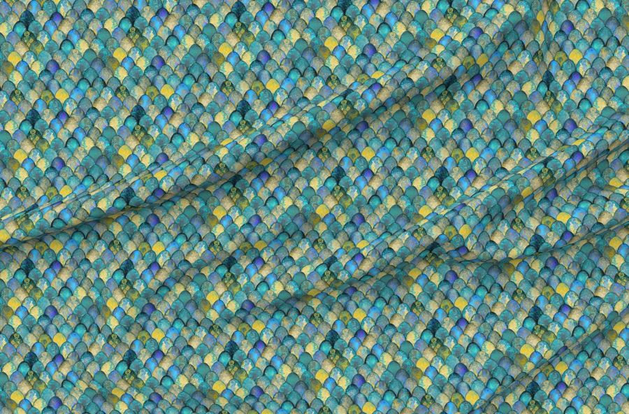 Mermaid Tails In Turquoise + Gold By Su G Suschaefer