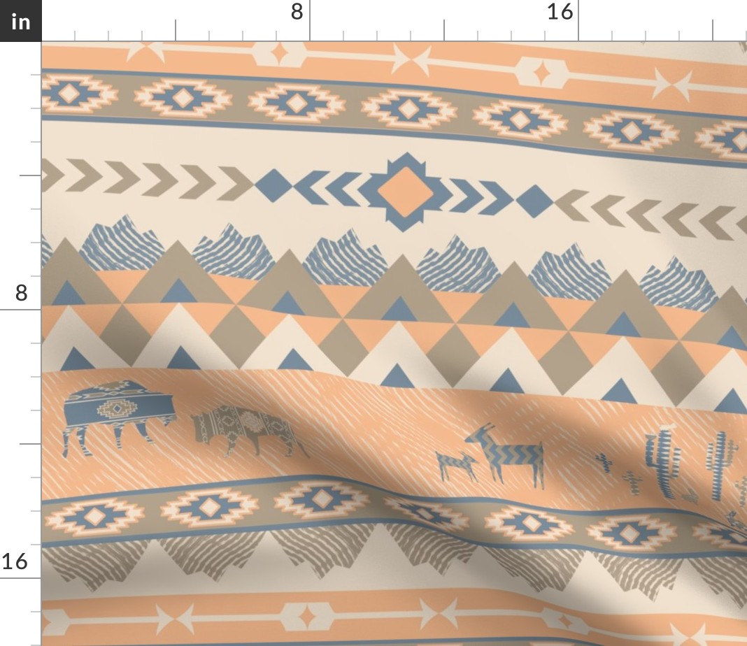 Tablecloth Southwest Geometric Tribal Aztec Arrows Buffalo Cacti Cotton Sateen 