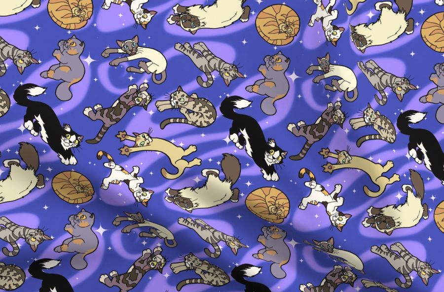 Floaty Cats in Space - Spoonflower