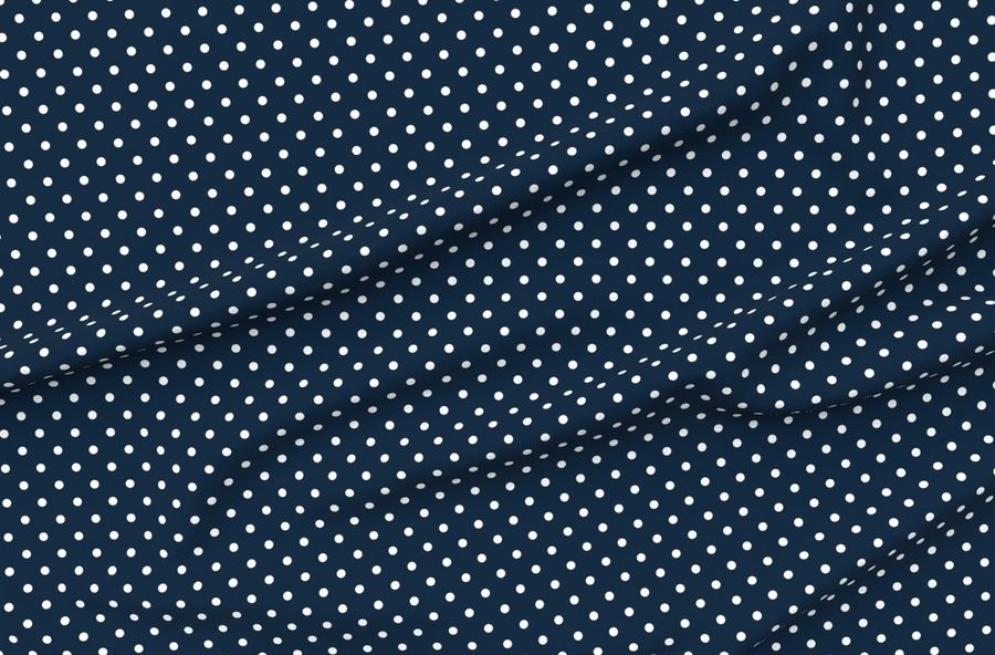 White Polkadots On Marine Navy Blue