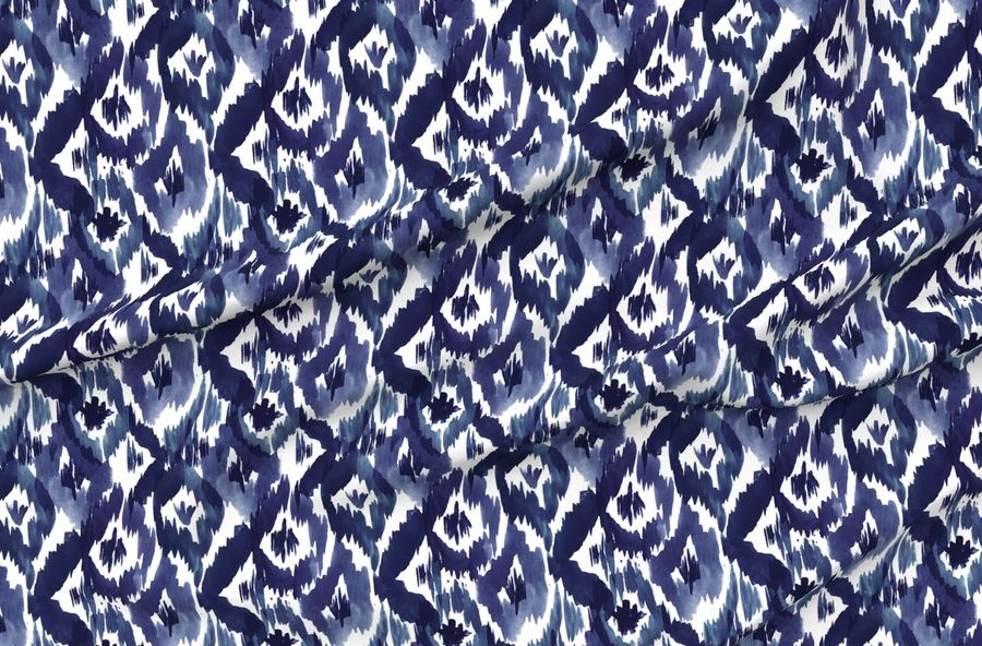 Ikat Diamonds Indigo Blue
