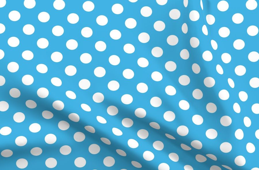 Sky Blue Polka White Dots - Spoonflower