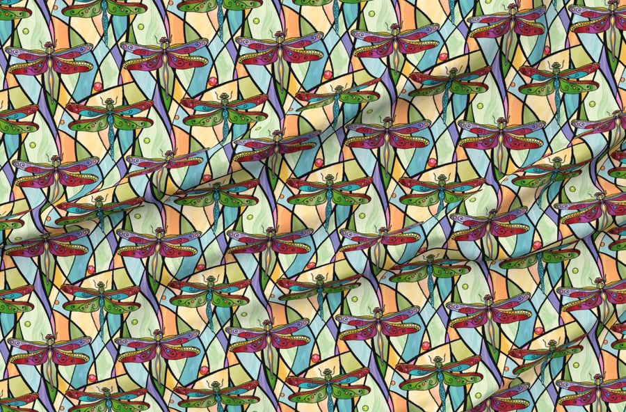 Dragonflies On Stained Glass Windows
