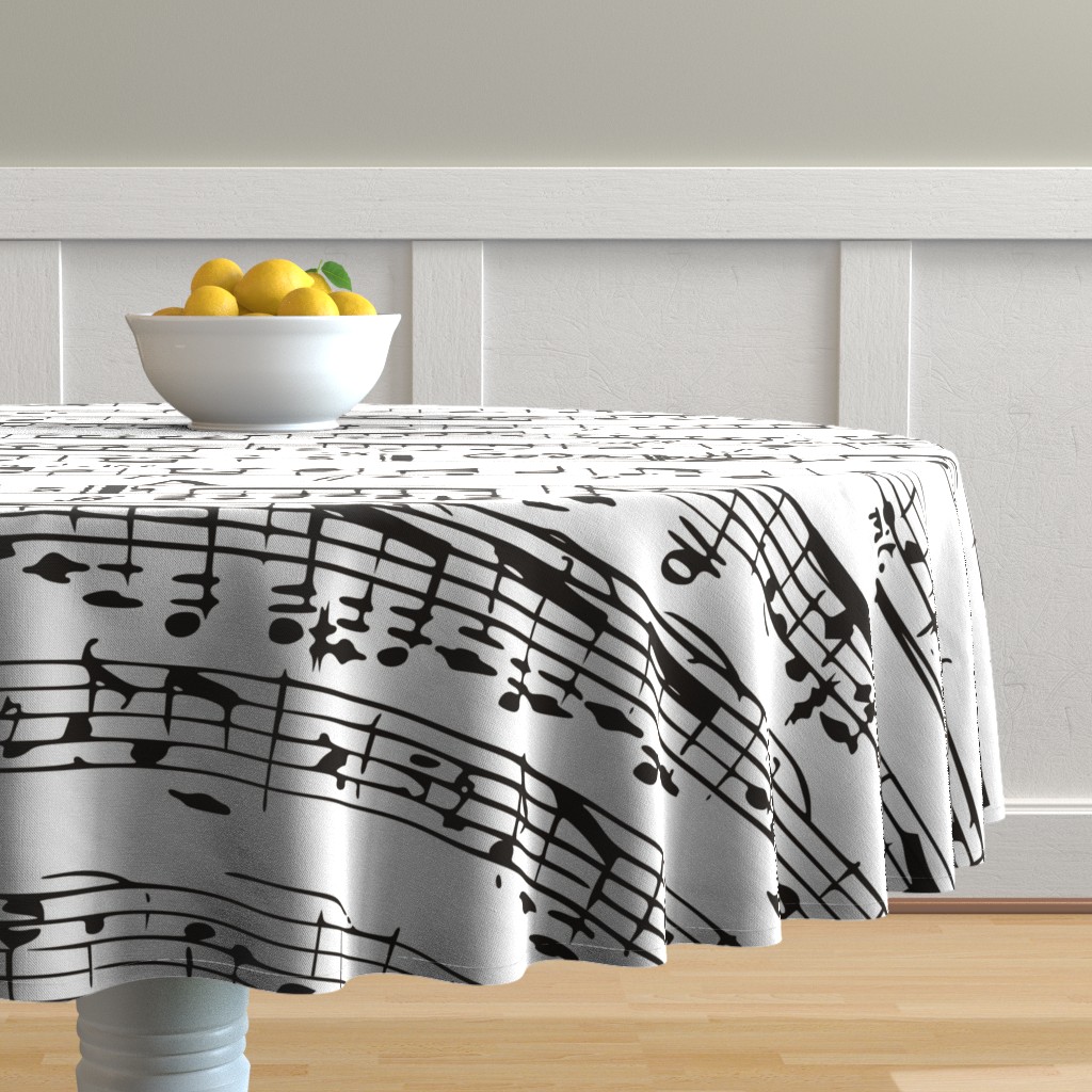 Tablecloth Black White Piano Music And Cotton Sateen 