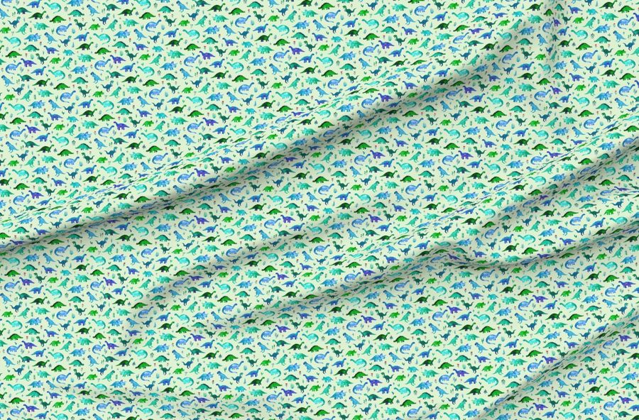 Tiny Dinos On Light Mint Green Small Print