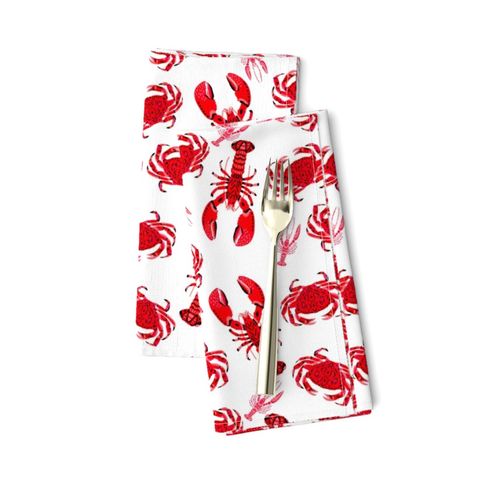 crab and lobster // white crabs lobsters nautical fish ocean sea red pink summer fishing