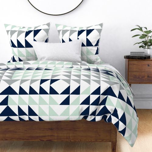 Cheater Top Wholecloth Northern Lights Mint Sateen Duvet Cover By