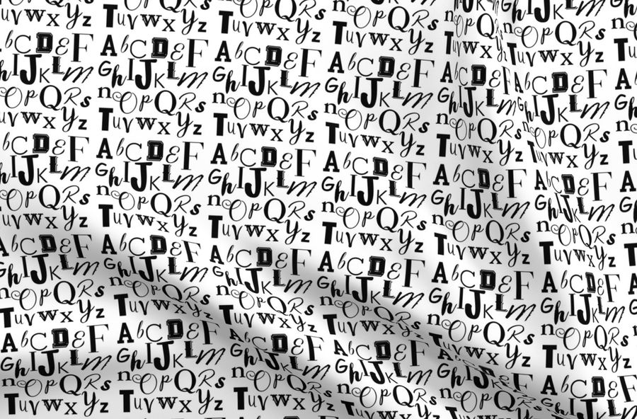 Black and White Letters - Spoonflower