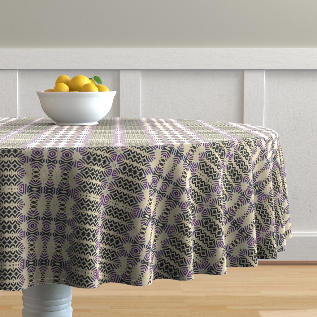 Round Tablecloth Abstract Geometric Ultra Violet Mexicanos Cotto