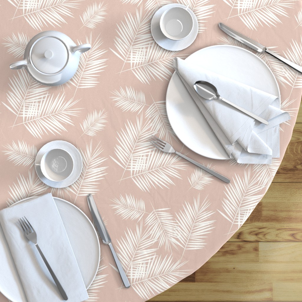 Round Tablecloth Palm Leaves Tropical Palm Tree Palms Trendy Cotton Sateen 