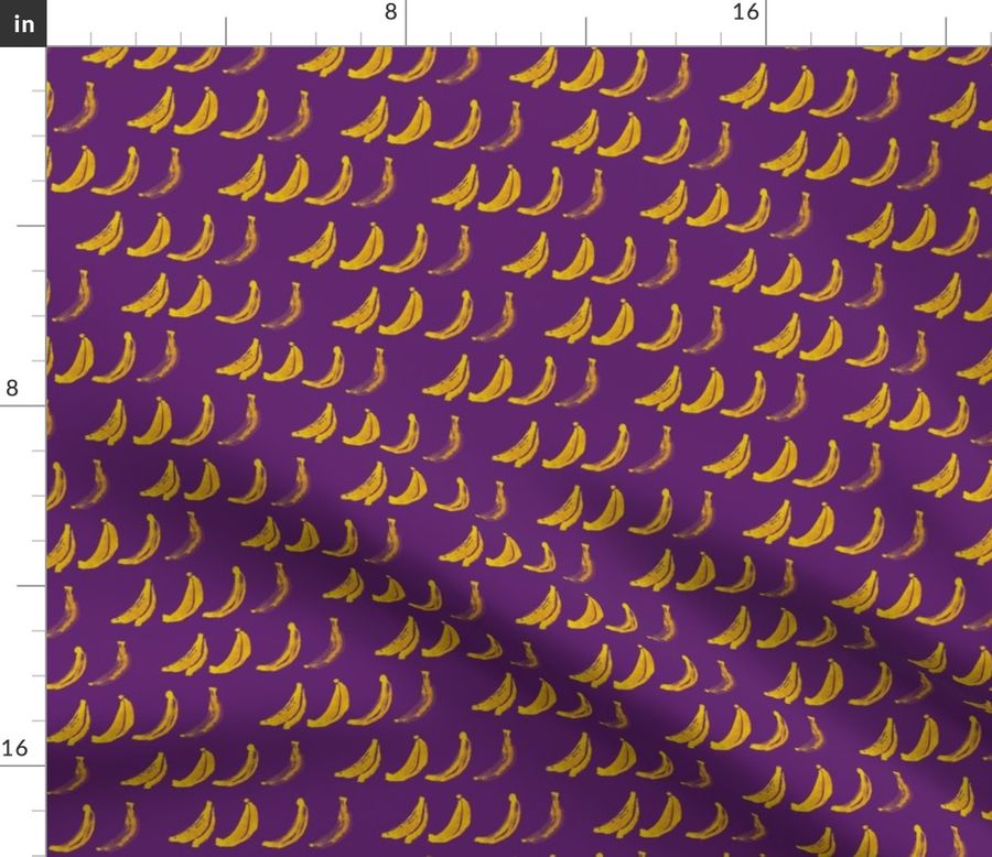 Purple Banana Watercolor Fruit Kitchen Decor Fabric Printed By