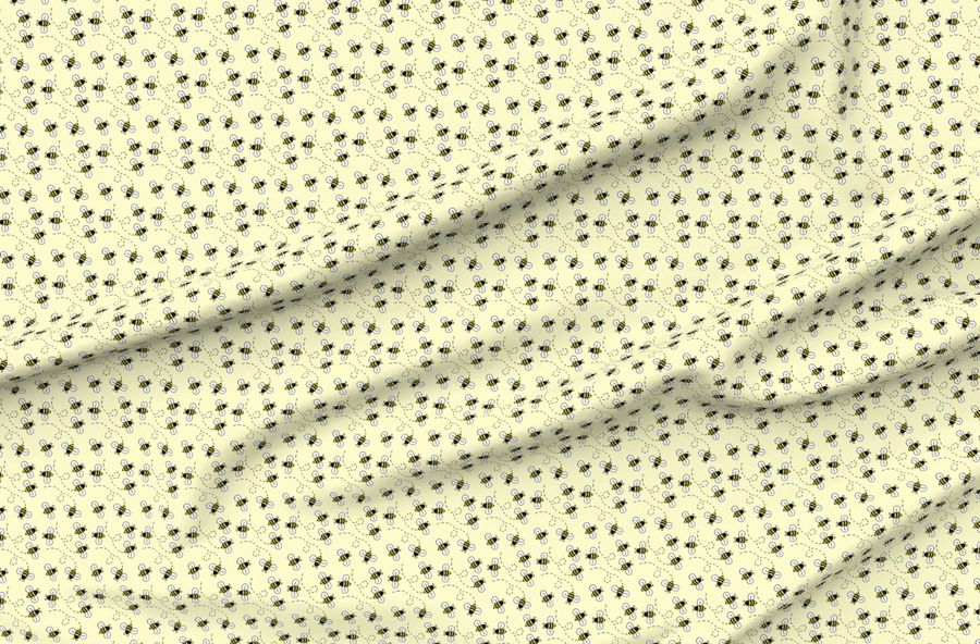 Bumble Bee Dashed Flight Trails Small Scale Yellow Honeybee Repeat Pattern