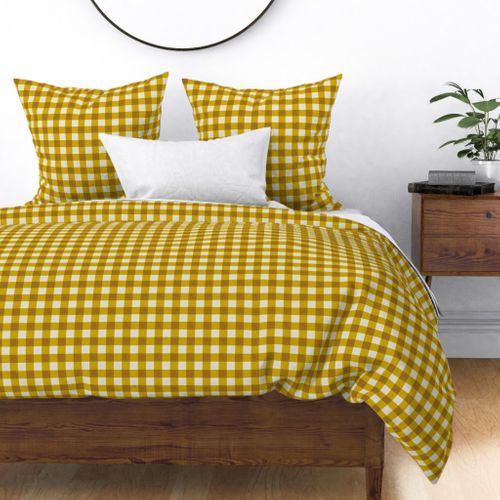 Plaid Rustic Yellow Texture Gingham Sateen Duvet Cover By Roostery