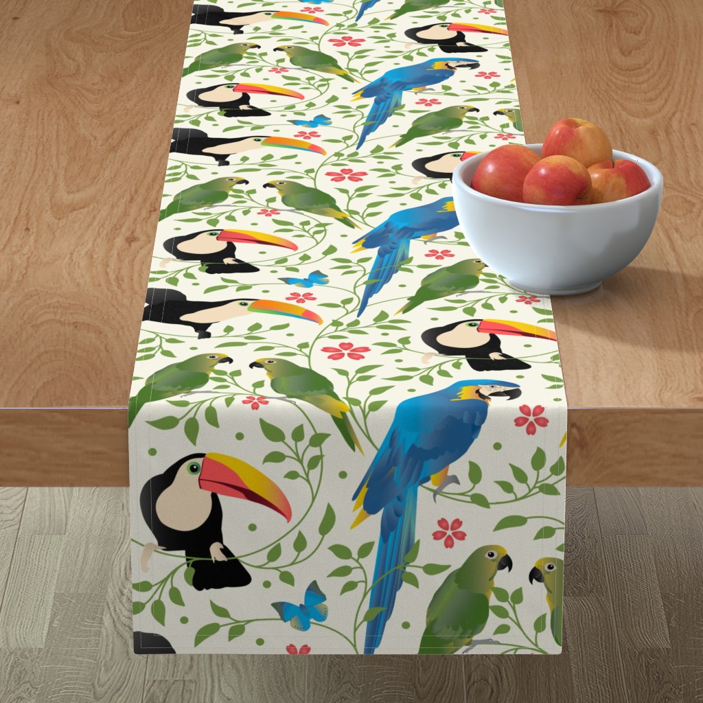 Table Runner Parrot Tropical Toucan Quality Material Bird Table Runners 