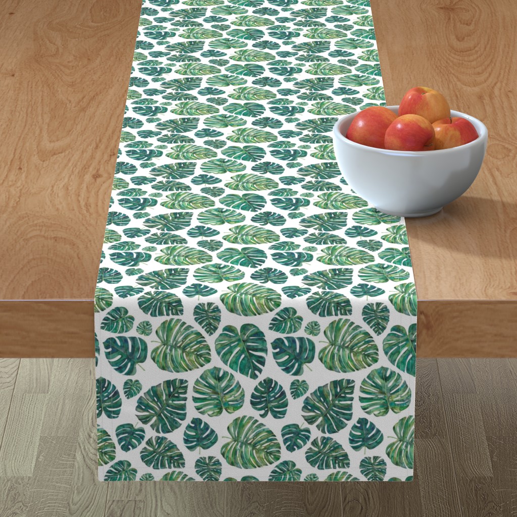 Table Runner Leaves Floral Tropical Exotic Rainforest Watercolou