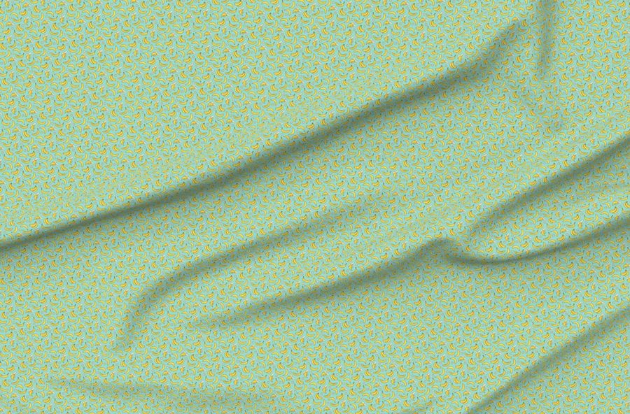 Bananas Summer Fruits On Mint Green Tiny Small