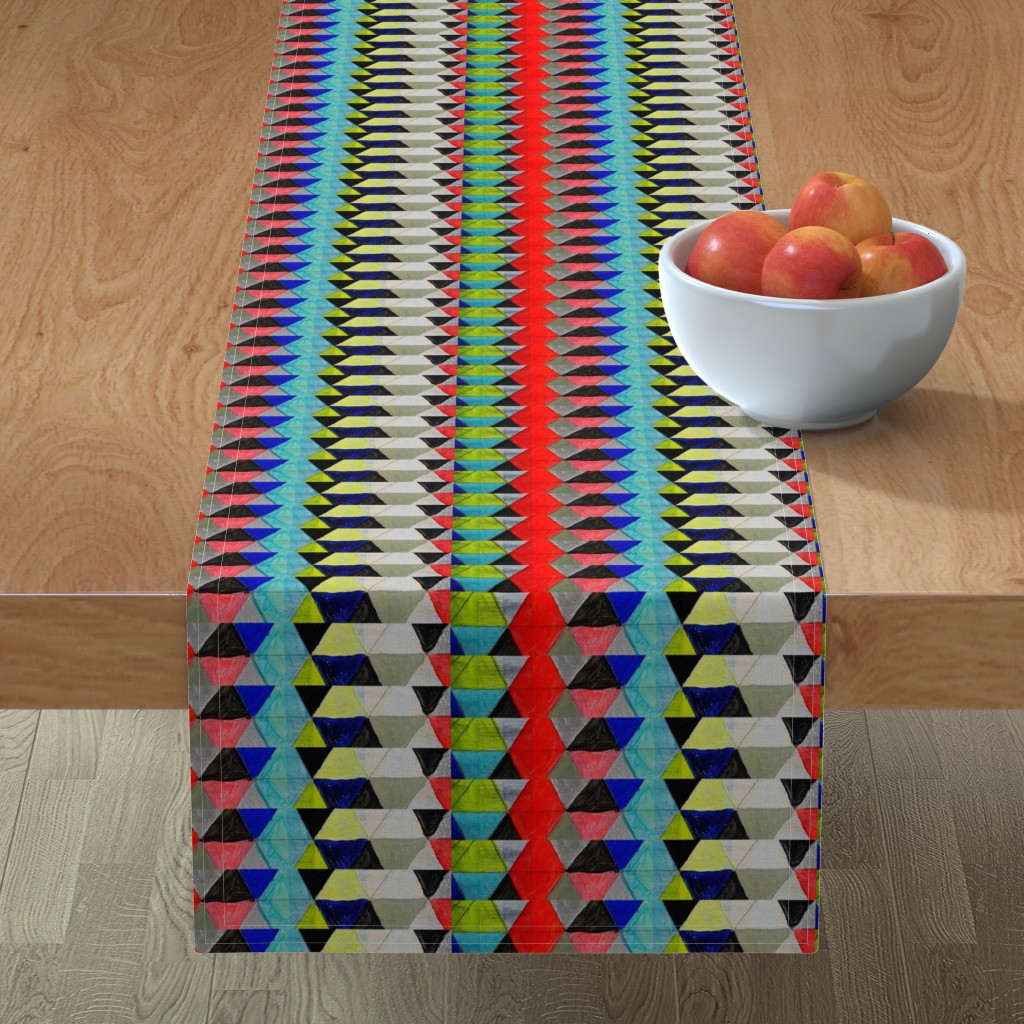 Table Runner Geometric Abstract Midcentury Modern Modern Tribal Cotton Sateen