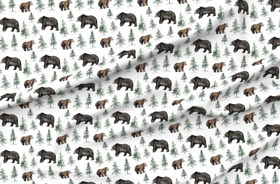 8" Camping Bear And Trees Woodland
