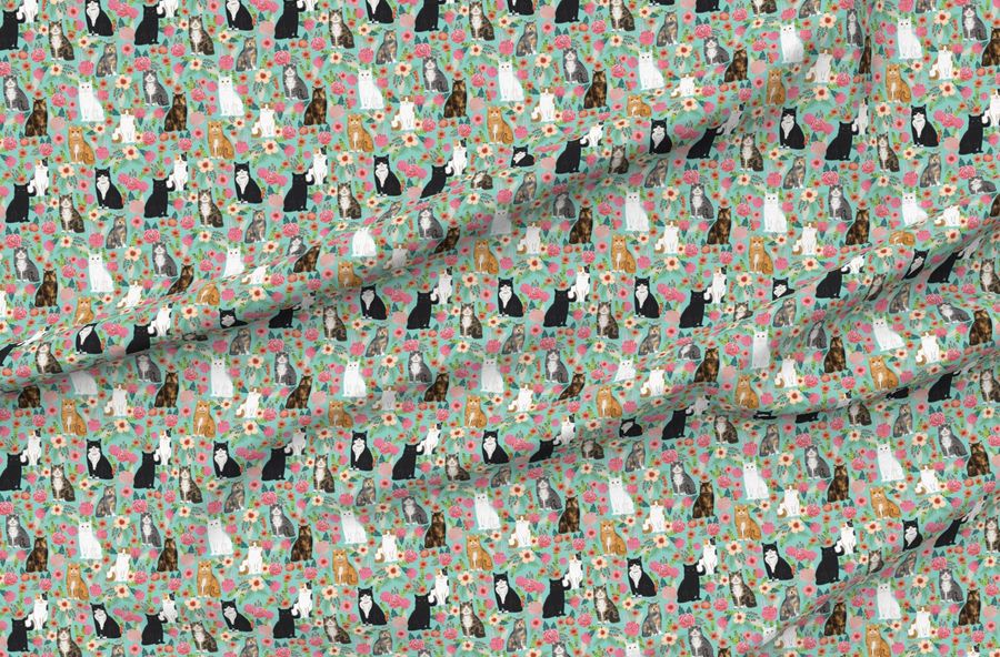 Cat Florals Mixed Breeds Pet s Mint