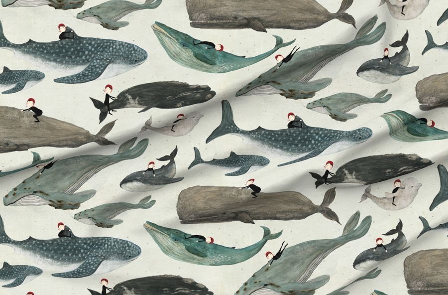 Tara The Whale Rider - Large - Soft Sage - Gentle Whales Dreamy Sea