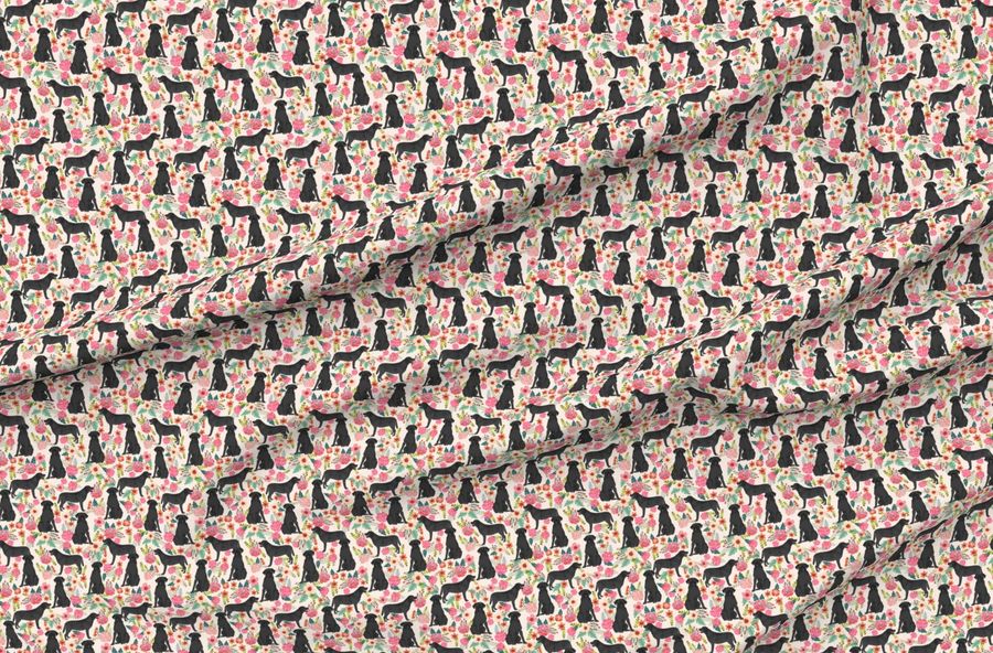 Black Lab  Black Labrador Florals Design - Cream
